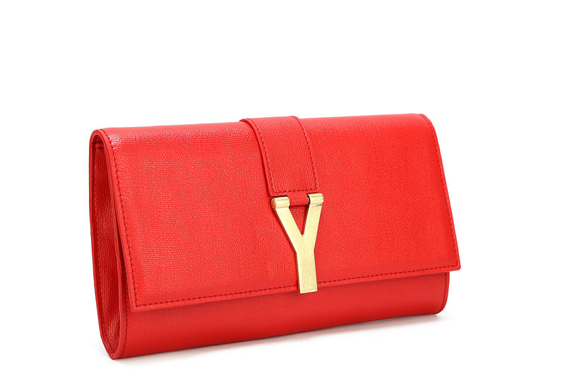 YSL belle de jour original saffiano leather clutch 30318 red - Click Image to Close